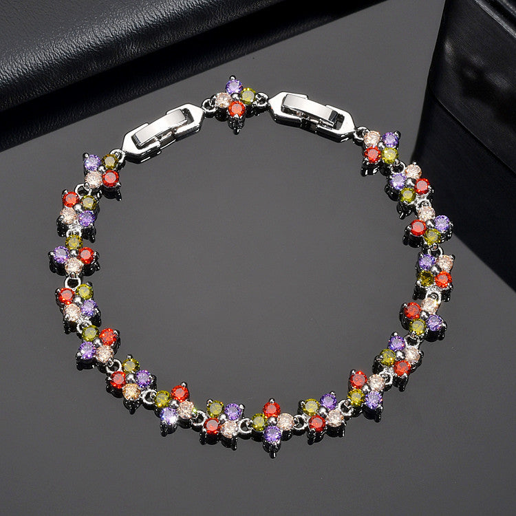 Handmade flower zircon bracelet