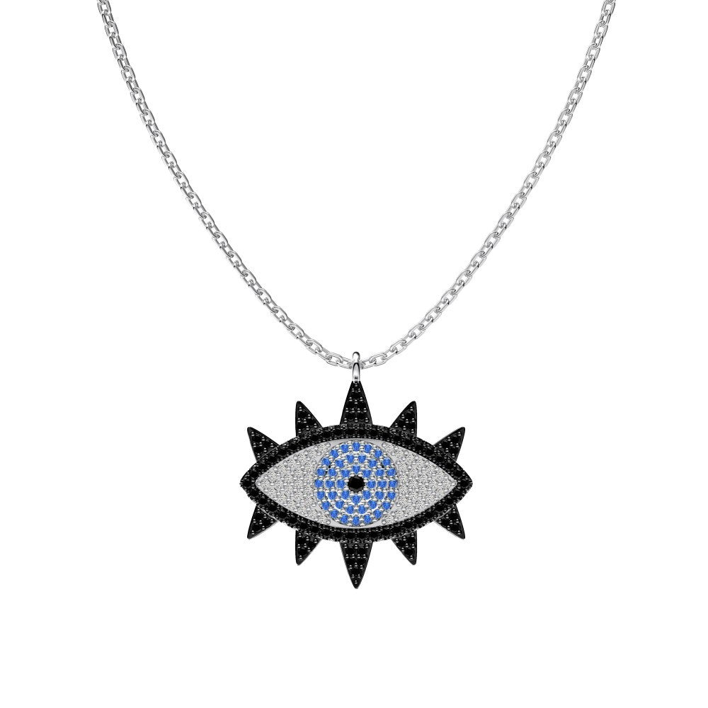 925 Sterling Silver Spiked Evil Eye Necklace