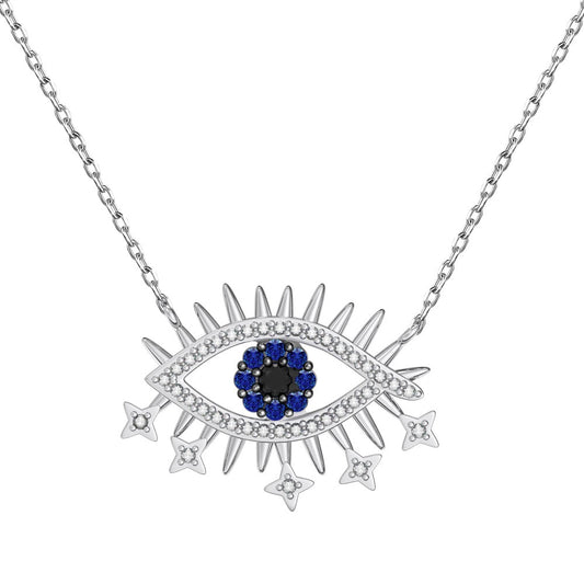925 Sterling Silver Spiked Evil Eye Necklace