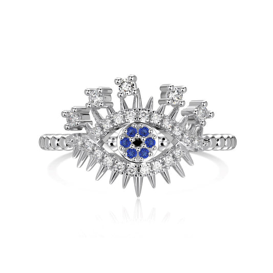 925 Sterling Silver Spiked Evil Eye Ring