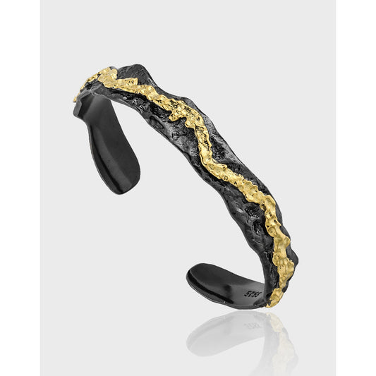 Textured Two - Tone Cuff Bracelet
