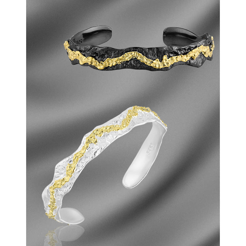 Textured Two - Tone Cuff Bracelet