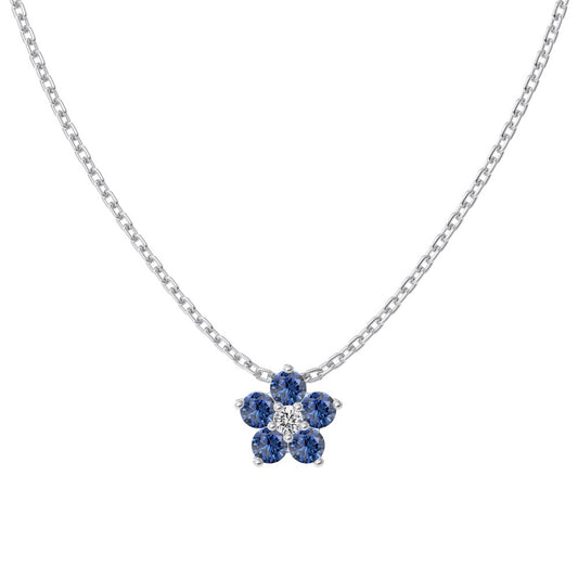 925 Sterling Silver Gem Flower Necklace