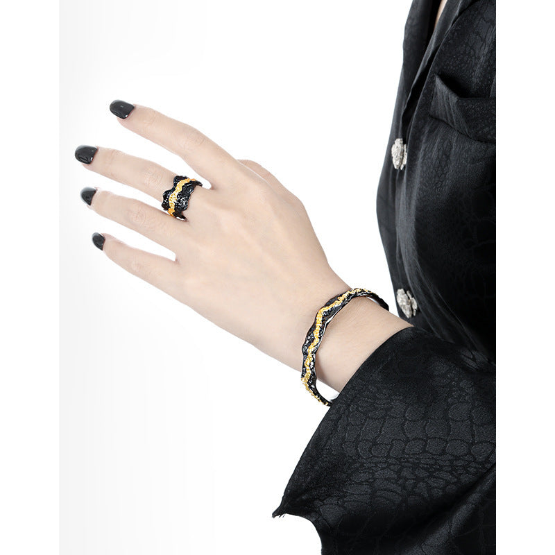 Textured Two - Tone Cuff Bracelet
