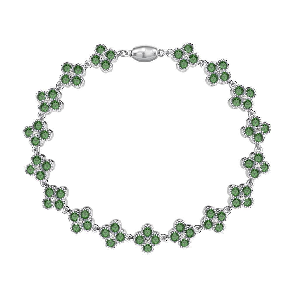 925 Sterling Silver Clover - Shaped Gem Bracelet