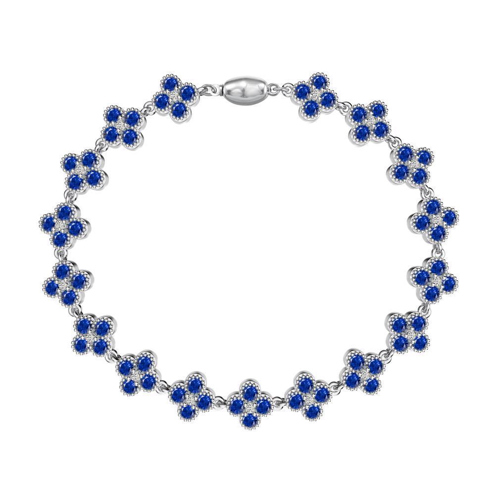 925 Sterling Silver Clover - Shaped Gem Bracelet