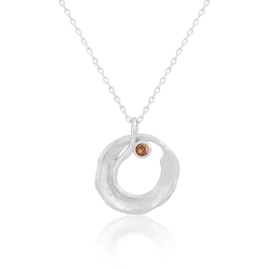 Abstract Circle Charm Silver Necklace