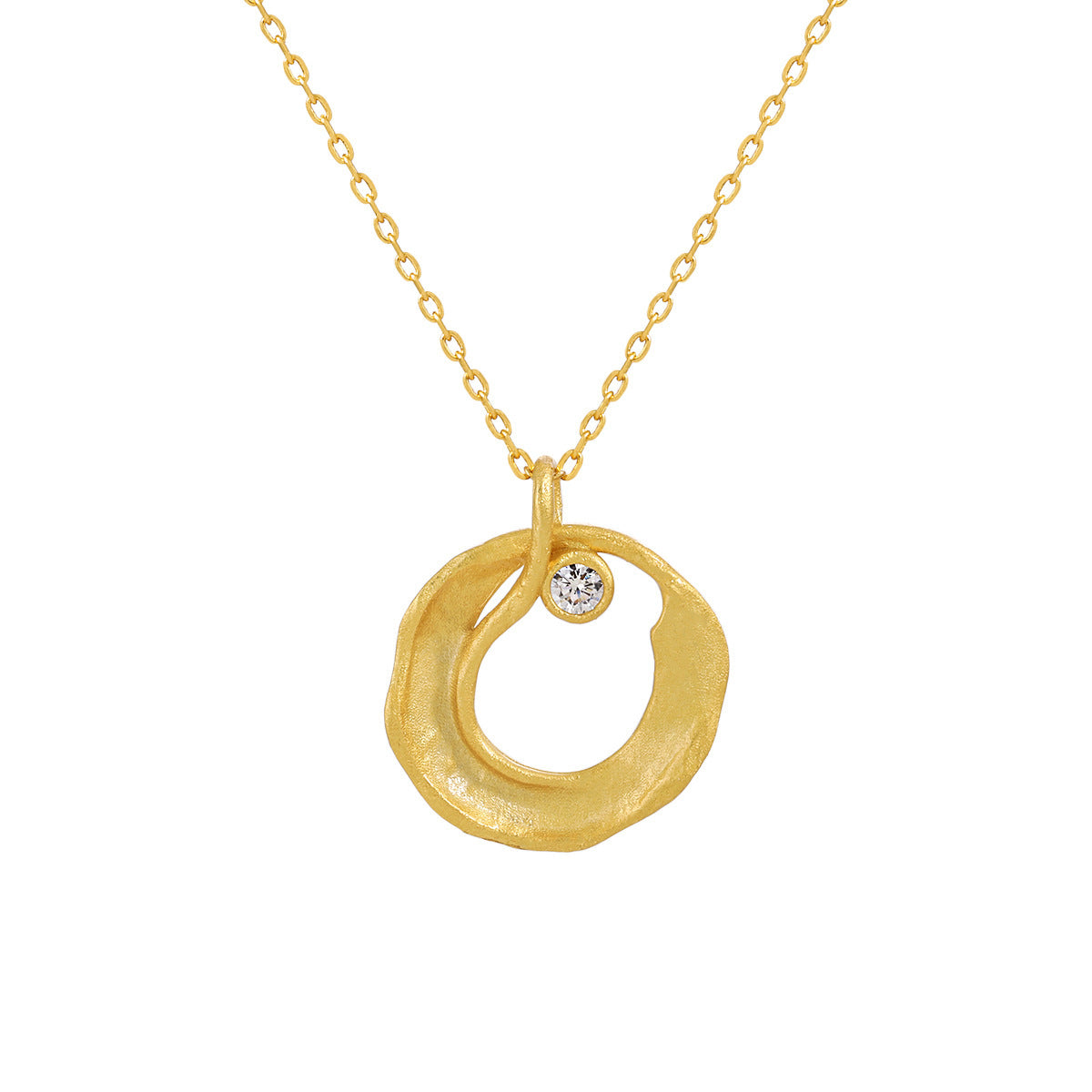 Abstract Circle Charm Silver Necklace