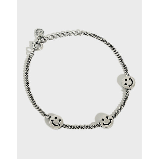 Smiley Face Charm Silver Bracelet