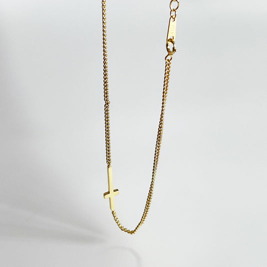 Minimalist Cross Pendant Necklace | Dainty Sterling Silver Chain