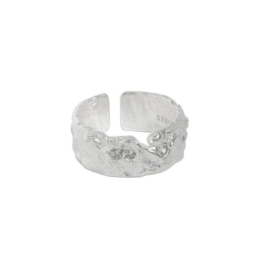 Textured Open Ring with Gem Accents