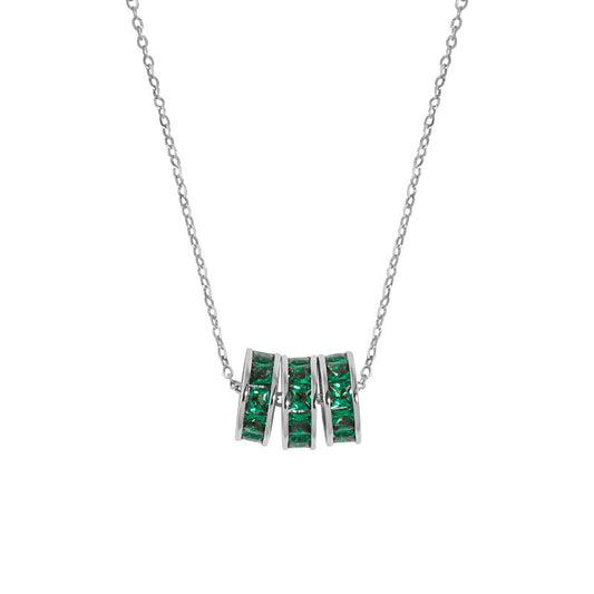 Triple Green Gem Pendant Necklace