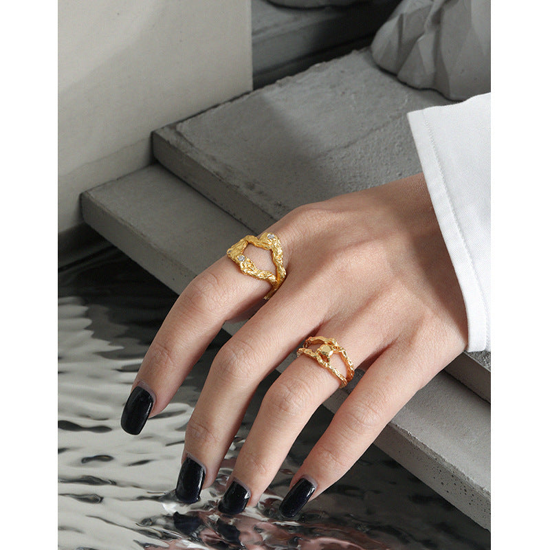 extured Open Ring with Sparkle Accents