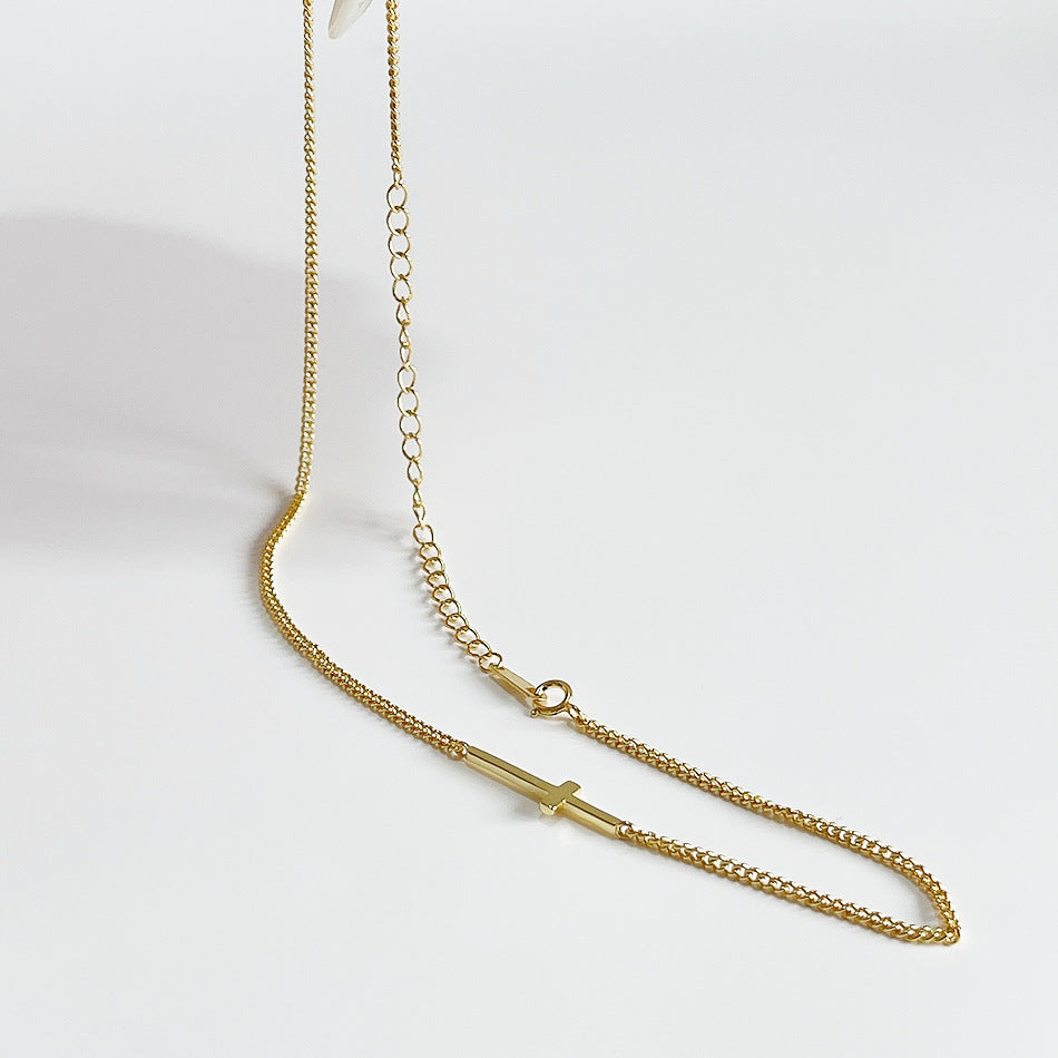 Minimalist Cross Pendant Necklace | Dainty Sterling Silver Chain