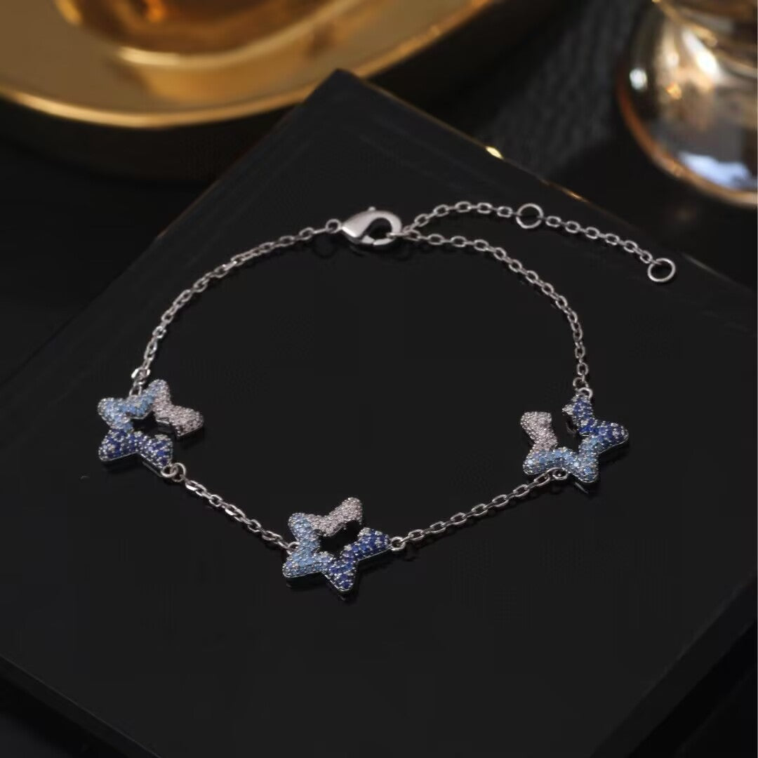 Five-pointed star Chanel style light luxury exquisite glass bead bracelet