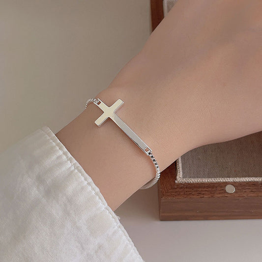 Sterling Silver Cross Bracelet – A Minimalist Symbol of Faith for Everyday Wear