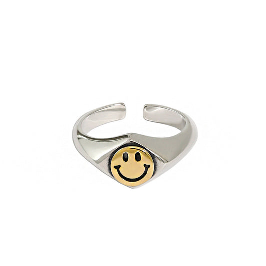 Two - Tone Smiley Face Open Ring