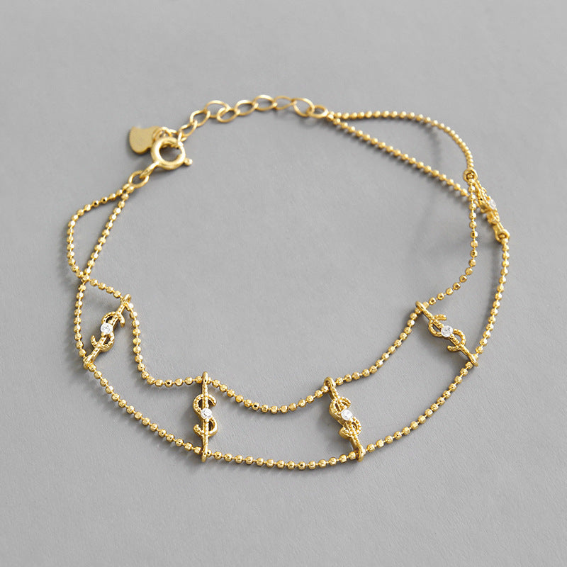 Dollar Sign Double - Layer Bracelet