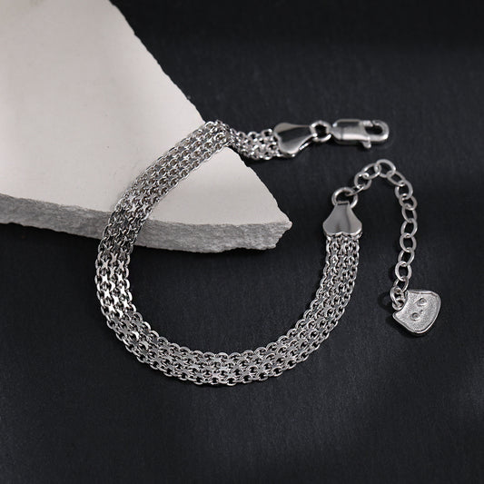 Multi - Row Silver Chain Bracelet