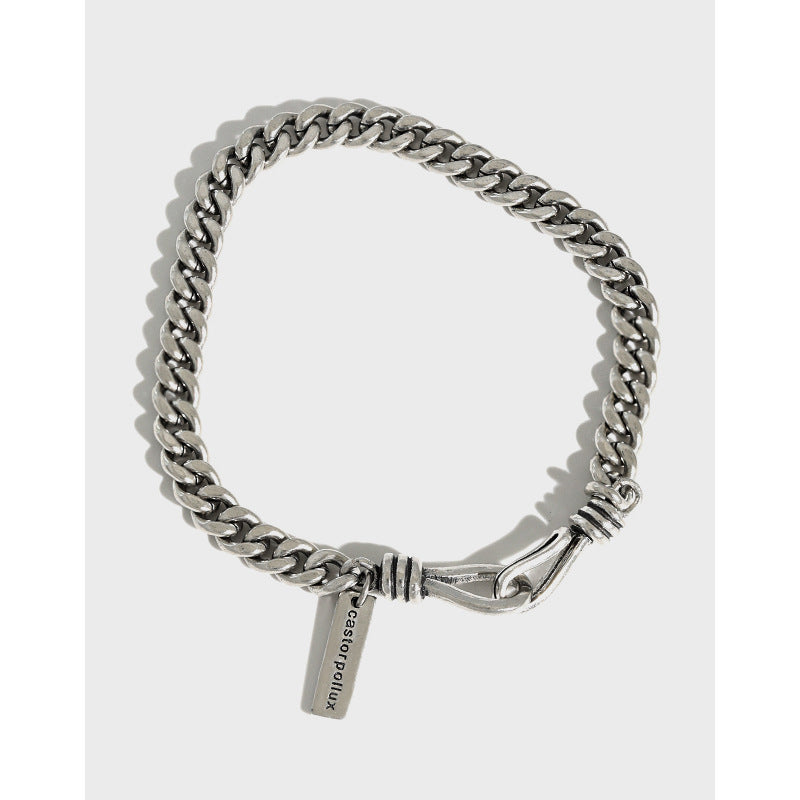 Couple's Vintage Silver Curb Chain Bracelets