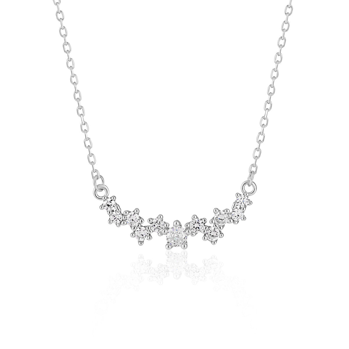 925 Sterling Silver Cluster Zircon Pendant Necklace