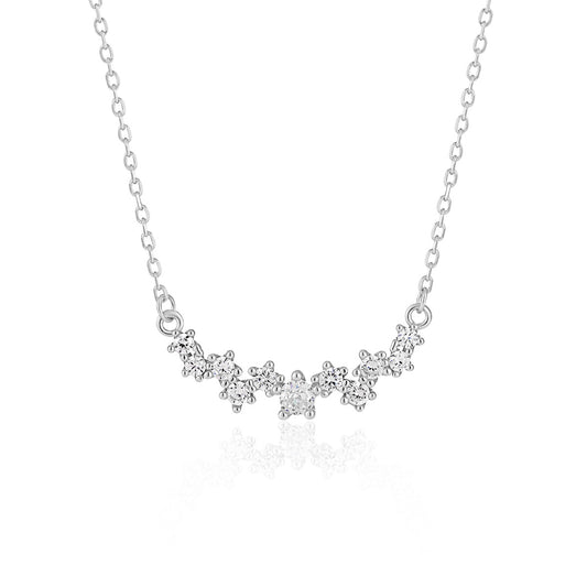 925 Sterling Silver Cluster Zircon Pendant Necklace