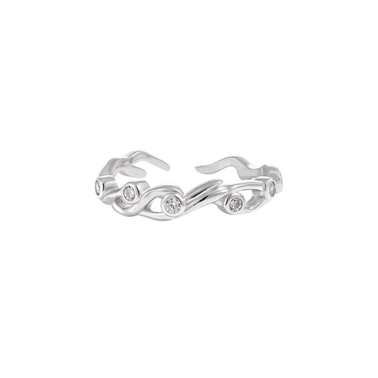 Couple's Twisted Vine Silver Rings with Diamonds