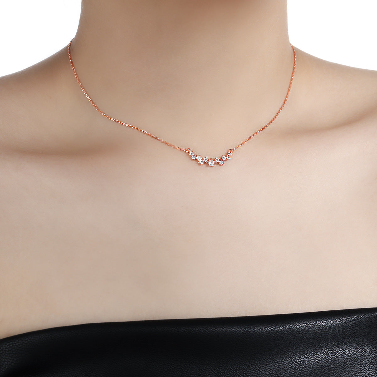 925 Sterling Silver Cluster Zircon Pendant Necklace