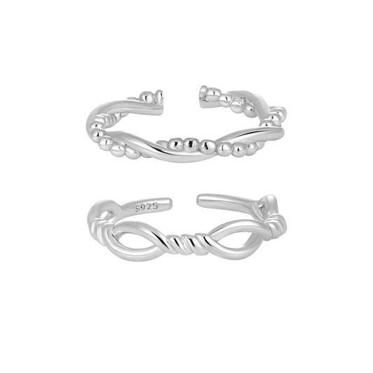 Couple's Twisted Silver Open Rings