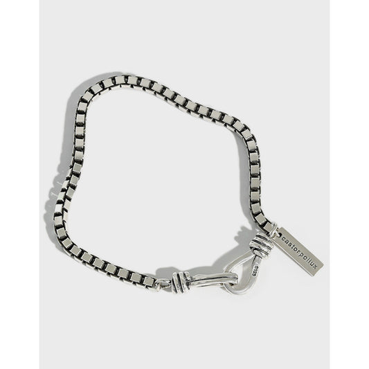 Couple's Vintage Silver Box Chain Bracelets