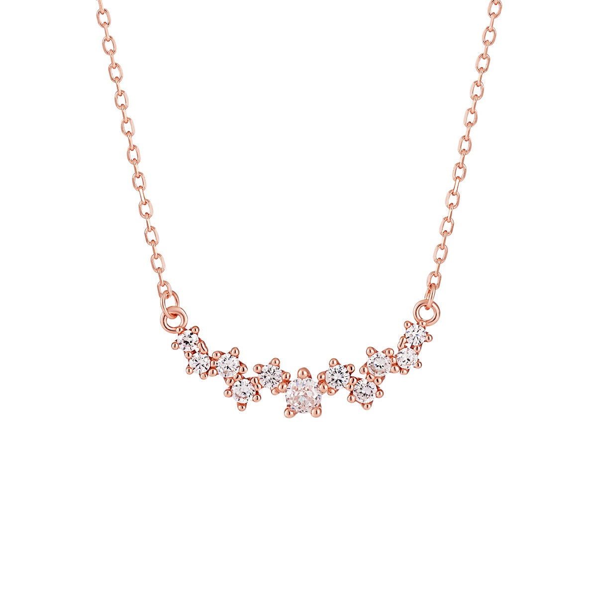 925 Sterling Silver Cluster Zircon Pendant Necklace