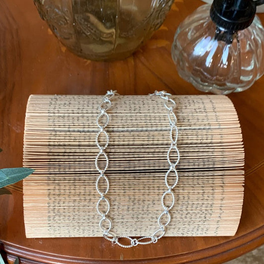 Textured Silver Link Chain Necklace