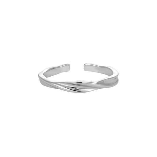 Couple's Twisted Silver Open Rings with Diamond