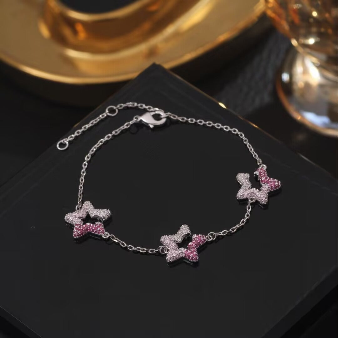 Five-pointed star Chanel style light luxury exquisite glass bead bracelet