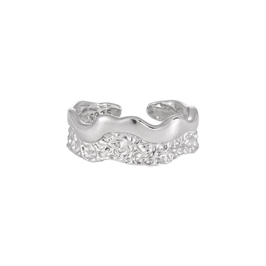 Couple's Textured Silver Open Rings