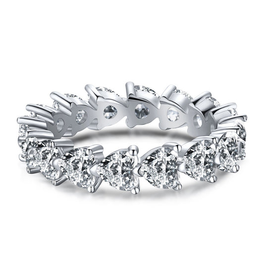 925 Sterling Silver Heart - Shaped Diamond Eternity Ring