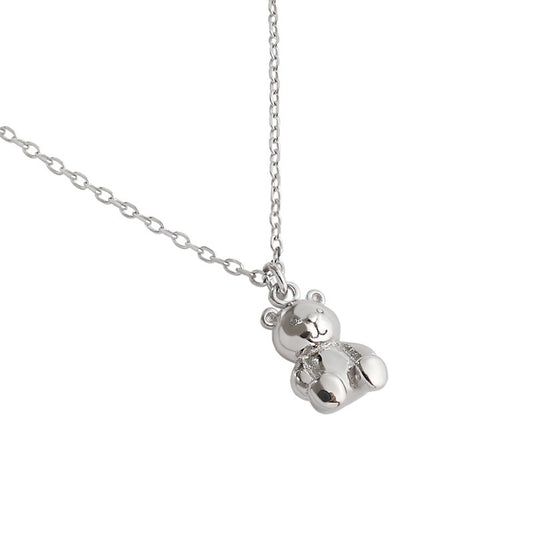 925 Sterling Silver Teddy Bear Pendant Necklace