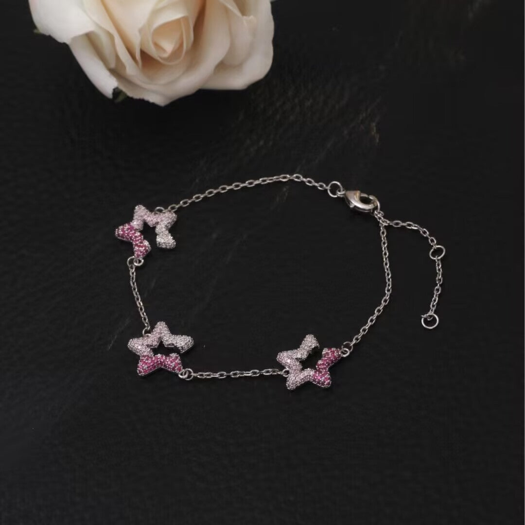 Five-pointed star Chanel style light luxury exquisite glass bead bracelet