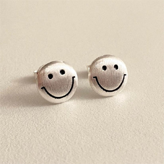 Smiley Face Sterling Silver Studs