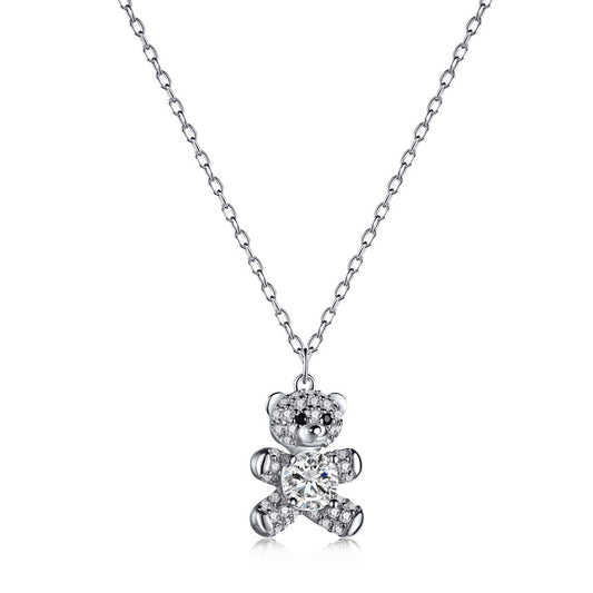 925 Sterling Silver Teddy Bear Pendant Necklace
