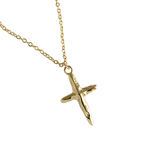 925 Sterling Silver Textured Cross Pendant Necklace