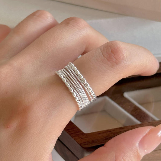 Multi - Band Stackable Silver Ring