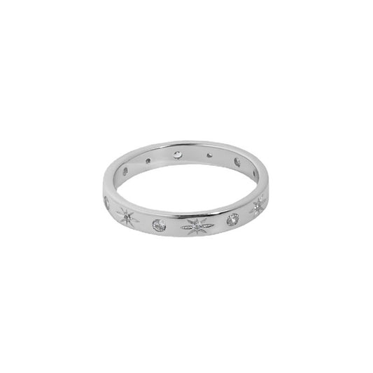 25 Sterling Silver Star - Patterned Diamond Ring