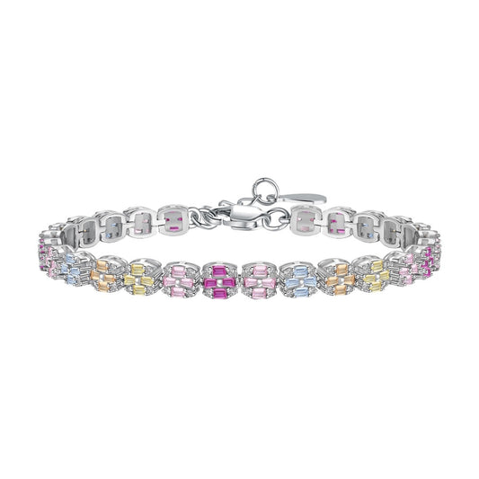 925 Sterling Silver Colorful Diamond Bracelet Set