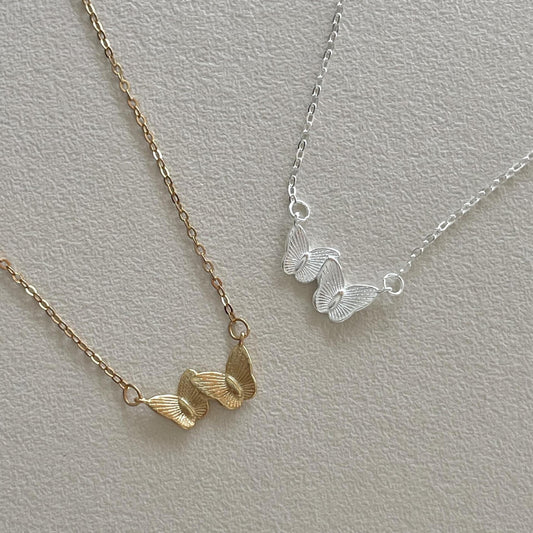 Butterfly Wing Silver Necklace