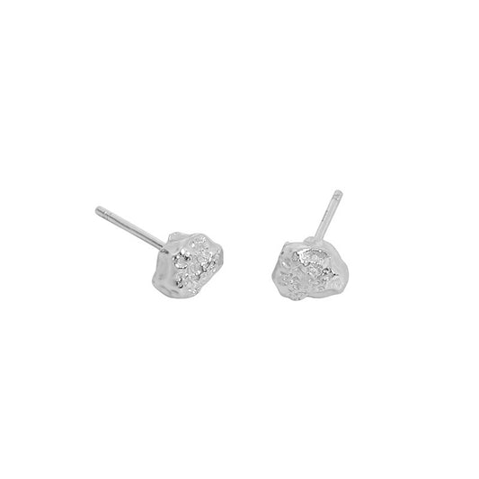 925 Sterling Silver Irregular Textured Stud Earrings