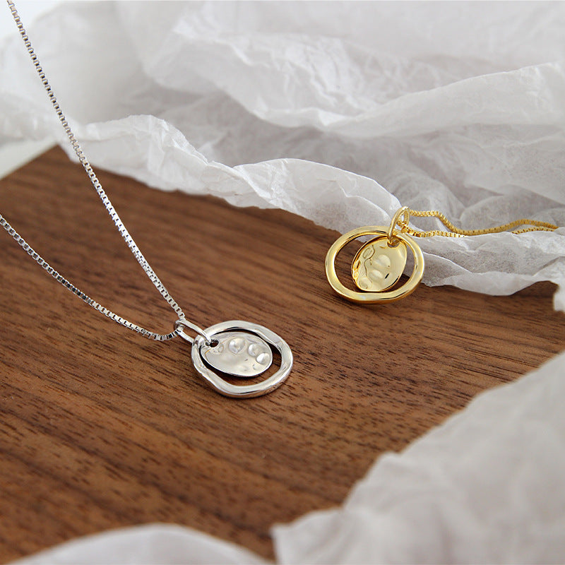 925 Sterling Silver Interlocking Circle Pendant Necklace
