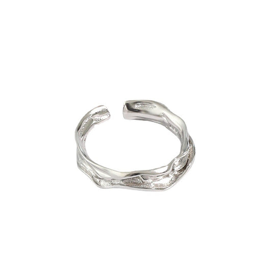 925 Sterling Silver Irregular Textured Open Ring
