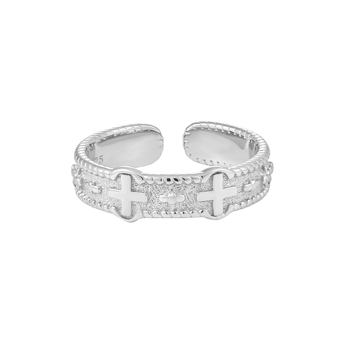 925 Sterling Silver Cross Open Ring Set