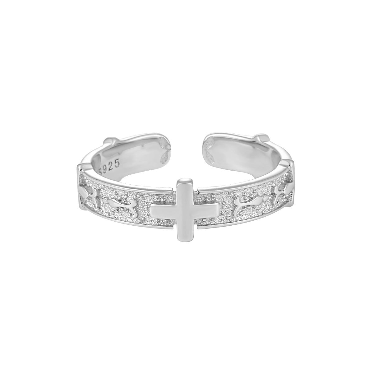 925 Sterling Silver Cross Open Ring Set
